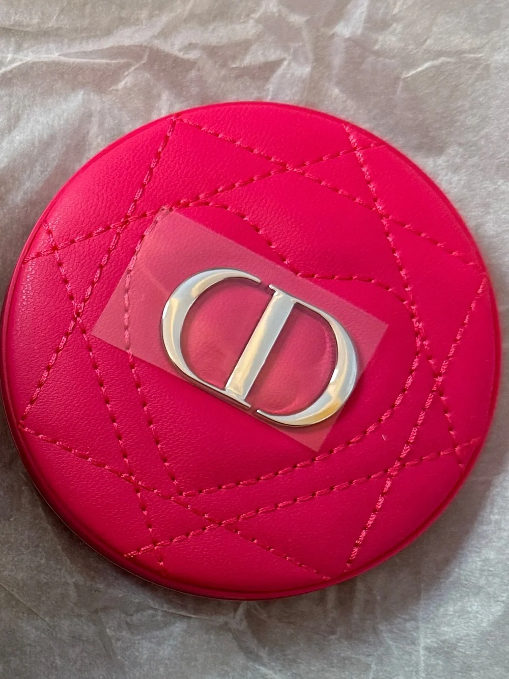 Dior Hot Pink Quilted Pocket Mirror with CD Logo NIB